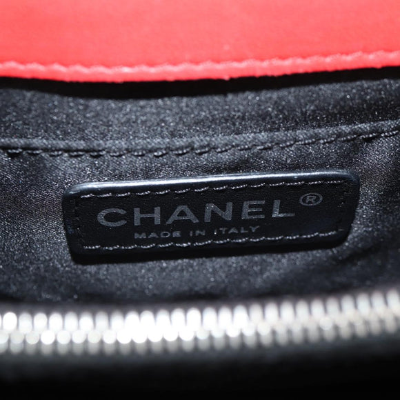 CHANEL Matelasse Chain Shoulder Bag Lamb Skin Red Silver CC Auth 127167SAM