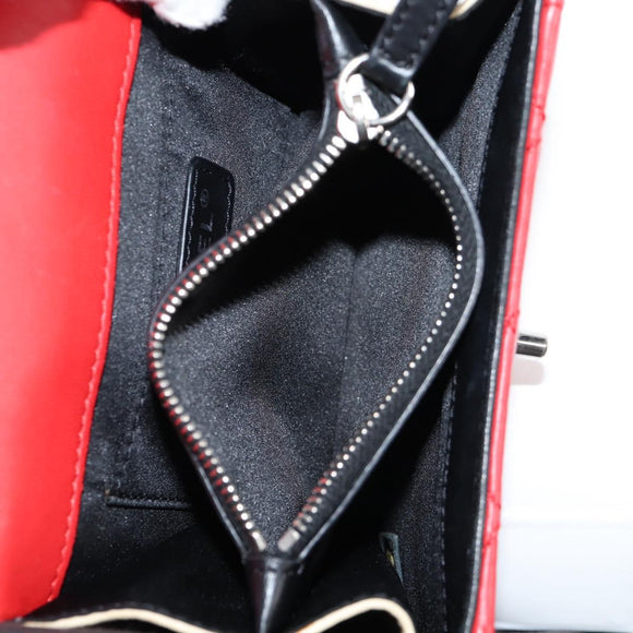 CHANEL Matelasse Chain Shoulder Bag Lamb Skin Red Silver CC Auth 127167M