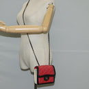 CHANEL Matelasse Chain Shoulder Bag Lamb Skin Red Silver CC Auth 127167M-23