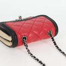 CHANEL Matelasse Chain Shoulder Bag Lamb Skin Red Silver CC Auth 127167SAM-6