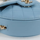 CHANEL Matelasse Chain Shoulder Bag Lamb Skin Blue Gold CC Auth 127168SM-14