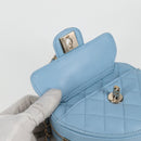 CHANEL Matelasse Chain Shoulder Bag Lamb Skin Blue Gold CC Auth 127168SM-19