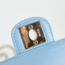 CHANEL Matelasse Chain Shoulder Bag Lamb Skin Blue Gold CC Auth 127168SM-20