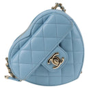 CHANEL Matelasse Chain Shoulder Bag Lamb Skin Blue Gold CC Auth 127168SM-13