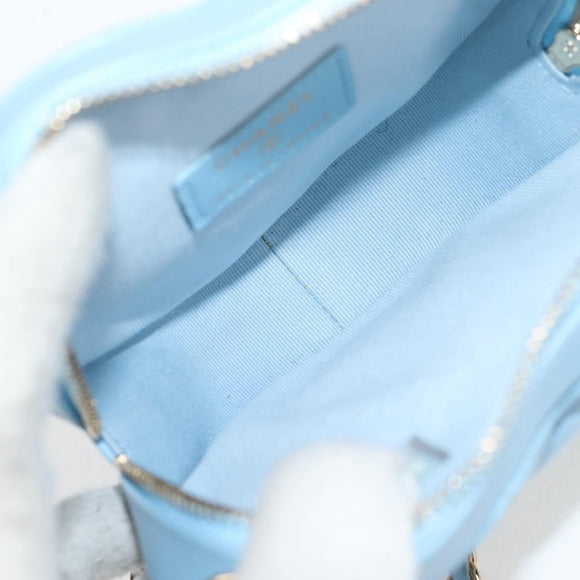 CHANEL Matelasse Chain Shoulder Bag Lamb Skin Blue Gold CC Auth 127168SM