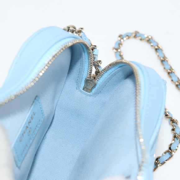 CHANEL Matelasse Chain Shoulder Bag Lamb Skin Blue Gold CC Auth 127168SM