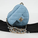 CHANEL Matelasse Chain Shoulder Bag Lamb Skin Blue Gold CC Auth 127168SM-12