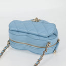 CHANEL Matelasse Chain Shoulder Bag Lamb Skin Blue Gold CC Auth 127168SM-6
