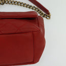 CHANEL Matelasse Chain Shoulder Bag Caviar Skin Red CC Auth 127170-17