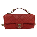 CHANEL Matelasse Chain Shoulder Bag Caviar Skin Red CC Auth 127170-13