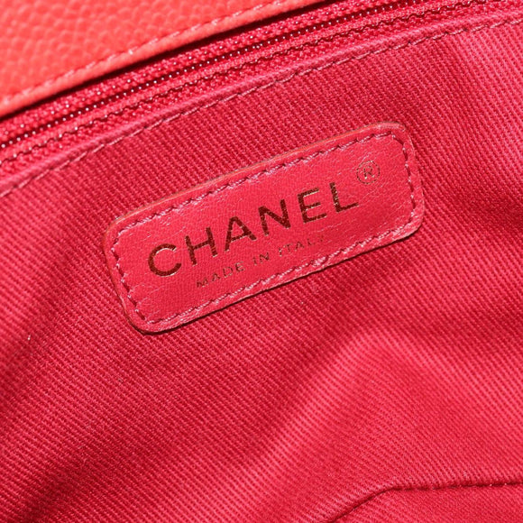 CHANEL Matelasse Chain Shoulder Bag Caviar Skin Red CC Auth 127170