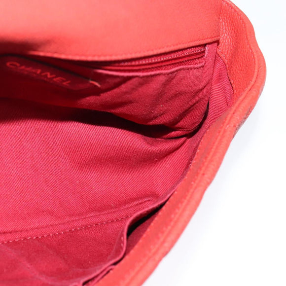 CHANEL Matelasse Chain Shoulder Bag Caviar Skin Red CC Auth 127170