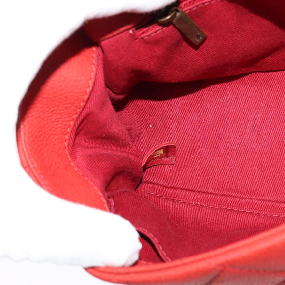 CHANEL Matelasse Chain Shoulder Bag Caviar Skin Red CC Auth 127170