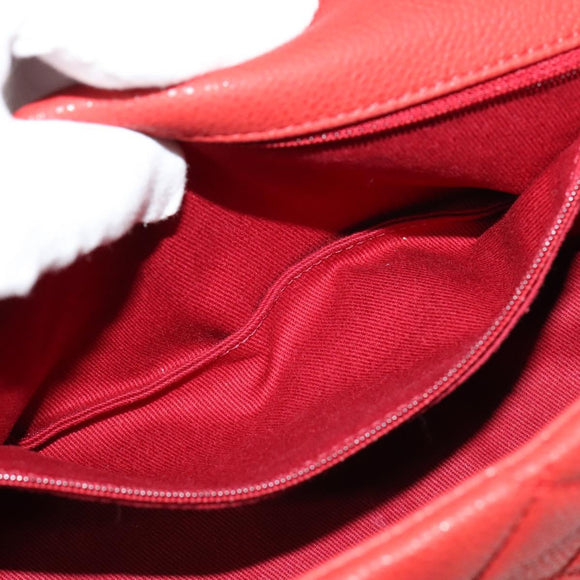 CHANEL Matelasse Chain Shoulder Bag Caviar Skin Red CC Auth 127170