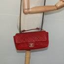 CHANEL Matelasse Chain Shoulder Bag Caviar Skin Red CC Auth 127170-26