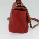 CHANEL Matelasse Chain Shoulder Bag Caviar Skin Red CC Auth 127170-3