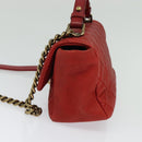 CHANEL Matelasse Chain Shoulder Bag Caviar Skin Red CC Auth 127170-4