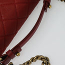CHANEL Matelasse Chain Shoulder Bag Caviar Skin Red CC Auth 127170-7