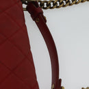 CHANEL Matelasse Chain Shoulder Bag Caviar Skin Red CC Auth 127170-14