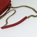 CHANEL Matelasse Chain Shoulder Bag Caviar Skin Red CC Auth 127170-8