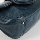 PRADA Hand Bag Leather 2way Blue Silver Auth 127171V-9