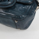 PRADA Hand Bag Leather 2way Blue Silver Auth 127171V-14