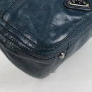 PRADA Hand Bag Leather 2way Blue Silver Auth 127171V-15