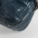 PRADA Hand Bag Leather 2way Blue Silver Auth 127171V-16