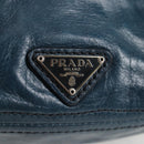 PRADA Hand Bag Leather 2way Blue Silver Auth 127171V-17