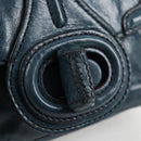 PRADA Hand Bag Leather 2way Blue Silver Auth 127171V-18