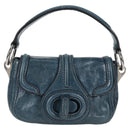 PRADA Hand Bag Leather 2way Blue Silver Auth 127171V-13
