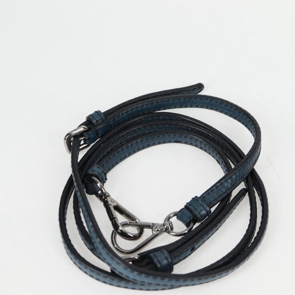 PRADA Hand Bag Leather 2way Blue Silver Auth 127171V