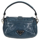 PRADA Hand Bag Leather 2way Blue Silver Auth 127171V-2
