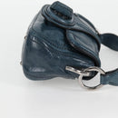PRADA Hand Bag Leather 2way Blue Silver Auth 127171V-4