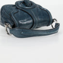 PRADA Hand Bag Leather 2way Blue Silver Auth 127171V-7
