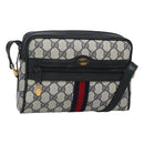 GUCCI GG Supreme Sherry Line Shoulder Bag PVC Navy Gold 010 378 Auth 127173-1