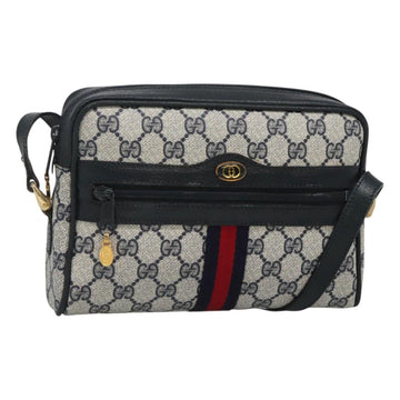 GUCCI GG Supreme Sherry Line Shoulder Bag PVC Navy Gold 010 378 Auth 127173