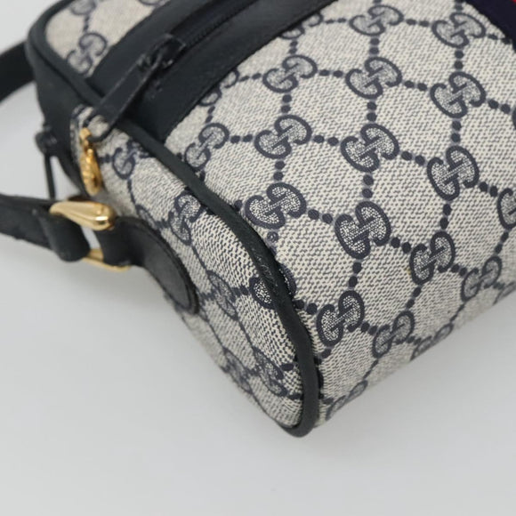 GUCCI GG Supreme Sherry Line Shoulder Bag PVC Navy Gold 010 378 Auth 127173