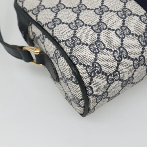 GUCCI GG Supreme Sherry Line Shoulder Bag PVC Navy Gold 010 378 Auth 127173