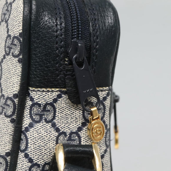 GUCCI GG Supreme Sherry Line Shoulder Bag PVC Navy Gold 010 378 Auth 127173