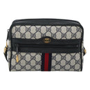 GUCCI GG Supreme Sherry Line Shoulder Bag PVC Navy Gold 010 378 Auth 127173-2