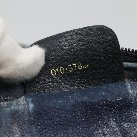 GUCCI GG Supreme Sherry Line Shoulder Bag PVC Navy Gold 010 378 Auth 127173