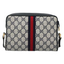 GUCCI GG Supreme Sherry Line Shoulder Bag PVC Navy Gold 010 378 Auth 127173-3