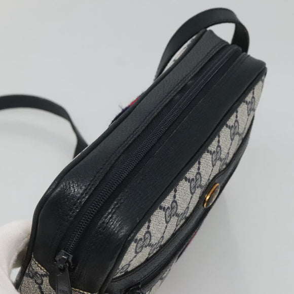 GUCCI GG Supreme Sherry Line Shoulder Bag PVC Navy Gold 010 378 Auth 127173