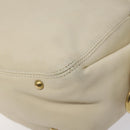 Salvatore Ferragamo Gancini Shoulder Bag Leather Ivory Gold Auth 127174-9