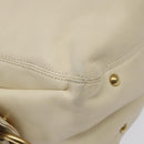 Salvatore Ferragamo Gancini Shoulder Bag Leather Ivory Gold Auth 127174-16