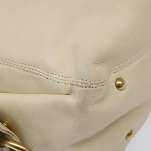 Salvatore Ferragamo Gancini Shoulder Bag Leather Ivory Gold Auth 127174