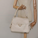 Salvatore Ferragamo Gancini Shoulder Bag Leather Ivory Gold Auth 127174-21