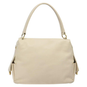 Salvatore Ferragamo Gancini Shoulder Bag Leather Ivory Gold Auth 127174 - 0