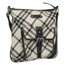 BURBERRY Nova Check Blue Label Shoulder Bag Nylon White Auth 127186-1